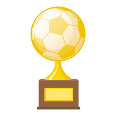 Spor zafer kavramı için kazanan altın kupa altın futbol topu düz vektör simgeler. Spor Ödülü ve Ödülü, ödül Kupası illüstrasyon