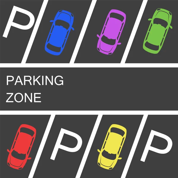 park etmiş arabaların Park bölgesinde karanlık asfalt arka plan üzerinde. hisse senedi vektör çizim