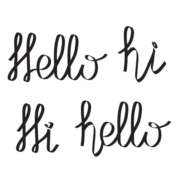 Hola Hola Mano Dibujo Letras Palabras Blanco Vector Stock Ilustración — Vector de stock