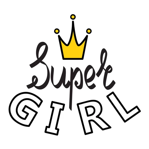 Vector Poster Van Super Girl Tekst Voor Meisjes Kleding Super — Stockvector