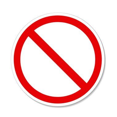 Hiçbir sembol kırmızı yuvarlak durdurmak uyarı yasağı şablon izole işareti. Düz tasarım