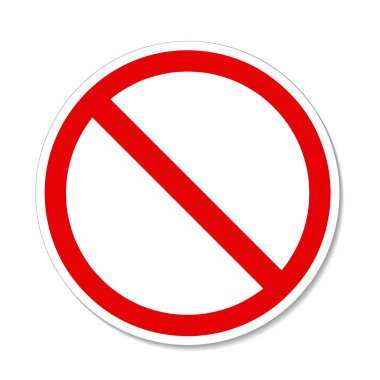 Prohibition no symbol Red round stop warning sign Template Isolated. Flat design clipart