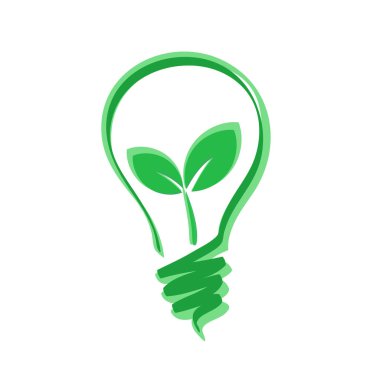 bitki yaprağı, yeşil enerji kavramı, hisse senedi vektör çizim ile yeşil ampul