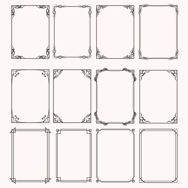 Decorative Frames Borders Rectangle Proportions Set — Stock Vector