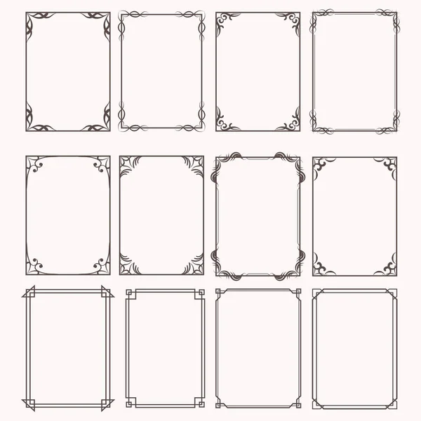Marcos Decorativos Bordes Rectángulo Proporciones Conjunto — Archivo Imágenes Vectoriales