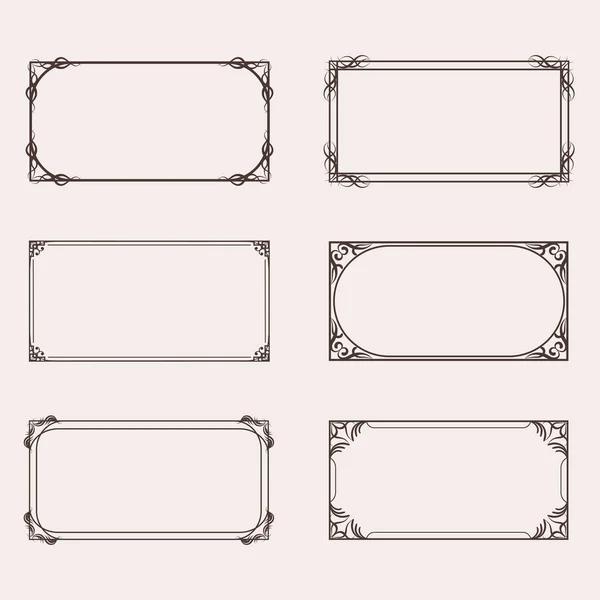 Decorative Frames Borders Rectangle Proportions Greeting Card Set — Stock Vector