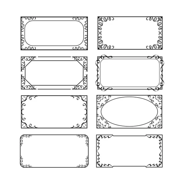 Decorative Frames Borders Rectangle Proportions Greeting Card Set — Stock Vector