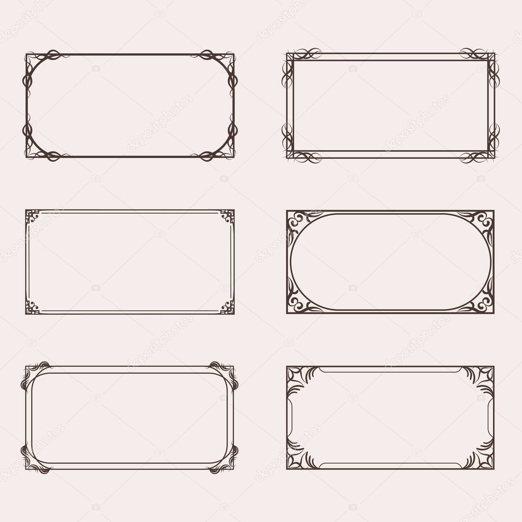 Decorative frames and borders rectangle proportions, greeting card set