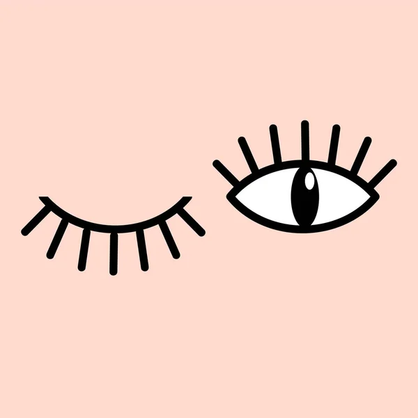 Göz el çizimi doodles. Açık ve kırpışan gözler. Hisse senedi vektör çizim