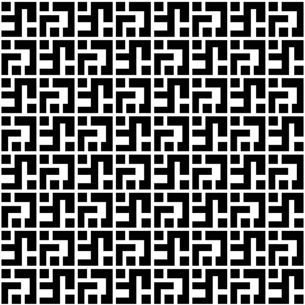 正方形の抽象的な幾何学的なパターン シームレスなベクトルの背景 黒と白のテクスチャです グラフィックの現代パターン — ストックベクタ