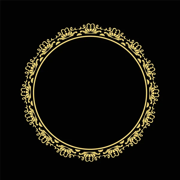 Retro tarzı, barroco Vintage yuvarlak çerçevede. Çiçek dekoratif altın süsleme, tebrik kartları, davet, menü öğesi. Şık vektör grafikleri.