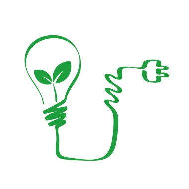 bitki yaprağı, yeşil enerji kavramı, hisse senedi vektör çizim ile yeşil ampul