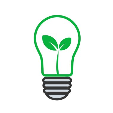 Yeşil enerji kavram olarak yaprakları ile ampul