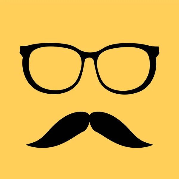 Hombre Bigote Gafas Icono Sobre Fondo Amarillo Vector Stock Ilustración — Archivo Imágenes Vectoriales