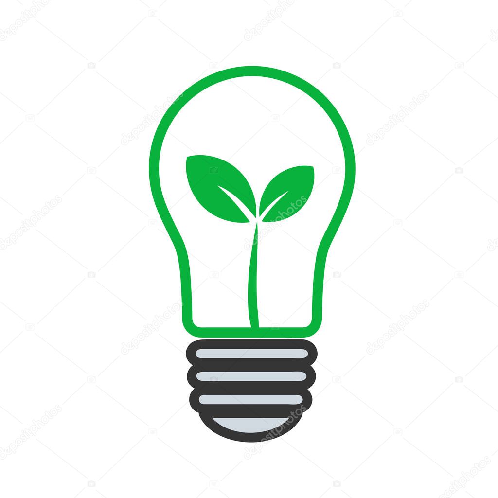 Lightbulb with leaves as green energy concept