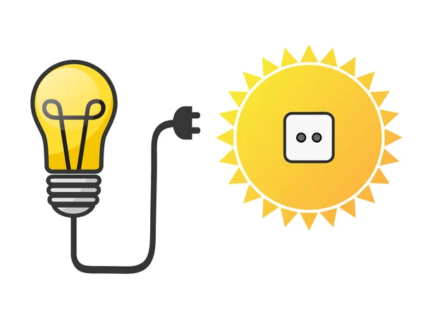 Zonne Energieconcept Met Lightbulb Zon Voorraad Vectorillustratie — Stockvector