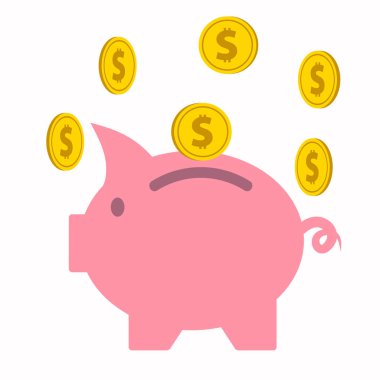 Pembe düşme ile kumbara altın paralar