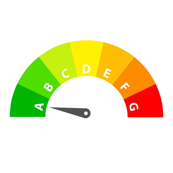 Energie Efficiëntie Rating Met Pijl Voorraad Vectorillustratie — Stockvector