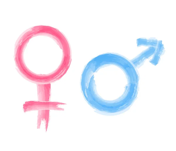 男人和女人符号水彩颜料 股票矢量插图 — 图库矢量图片