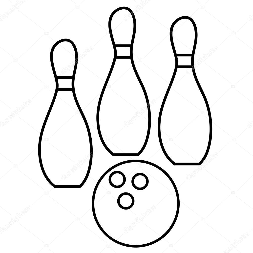 Bowling Ball And Pins Icon. Vector Illustration