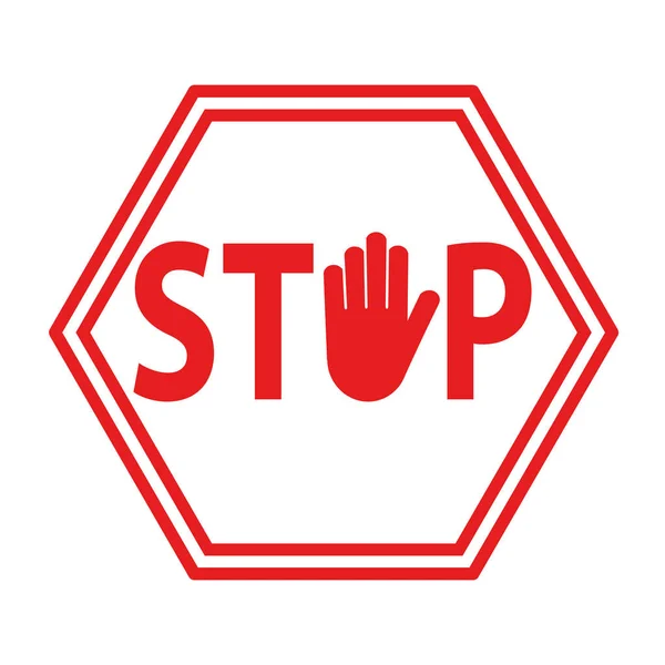 Hand Blokkeren Teken Stop Rood Wit Voorraad Vectorillustratie — Stockvector