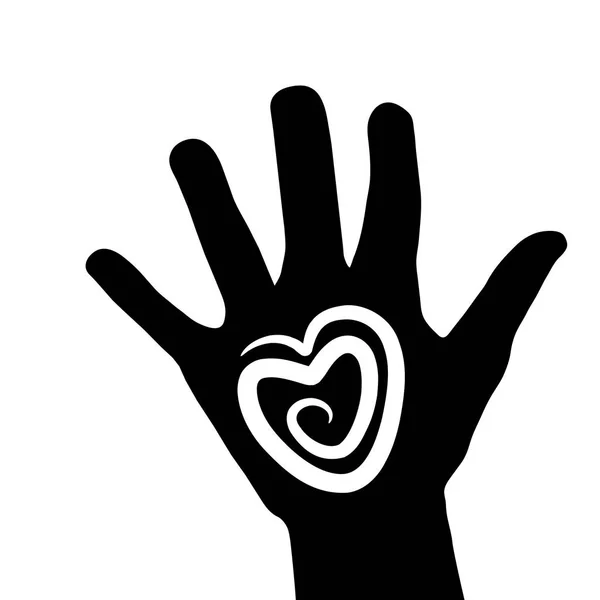 Mão Com Logotipo Ícone Coração Ilustração Vetor Estoque —  Vetores de Stock