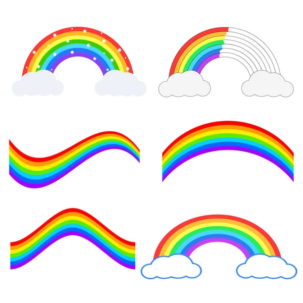 美しい虹の図のセットです ベクトルのアイコン — ストックベクタ