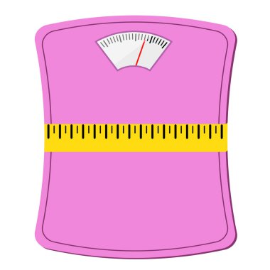 pembe kadın ölçek ölçme bant, diyet konsept tasarımı, hisse senedi vektör çizim ile