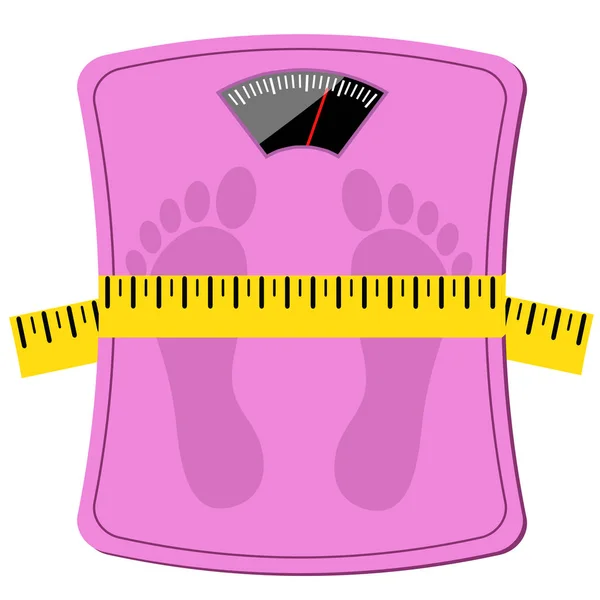 Pink Woman Scale Measuring Tape Diet Concept Design Stock Vector — Stock Vector