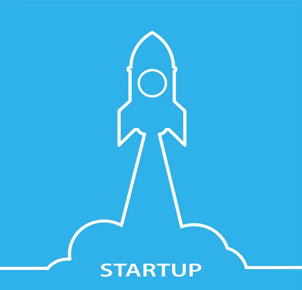 Startup Konzept Mit Rakete Himmel Und Sternen Aktienvektorillustration — Stockvektor