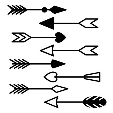 Dekoratif rustik ok vektör çizim ayarla