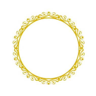 Dekoratif çerçeve, zarif altın vektör öğesi yuvarlak beyaz, hisse senedi vektör çizim sınırında