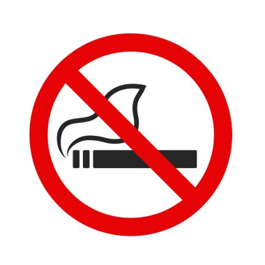 Hiç Sigara İçilmez işareti kırmızı beyaz, hisse senedi vektör çizim üzerinde yuvarlak