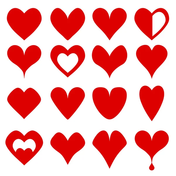 Big Set Red Heart Love Symbol Icon White Stock Vector — Stock Vector