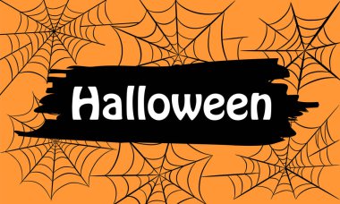 Turuncu Halloween metin Banner Web ile hisse senedi vektör çizim