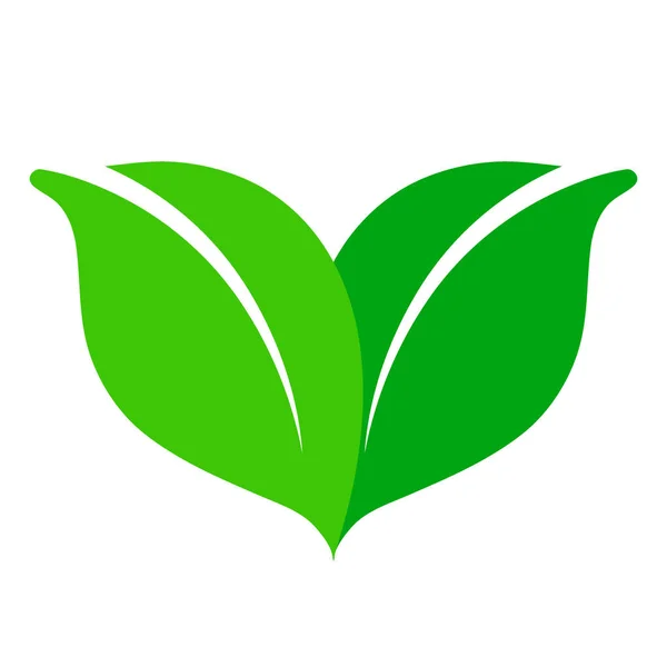 Símbolo Amor Coração Com Duas Folhas Verdes Ilustração Vetor Estoque — Vetor de Stock