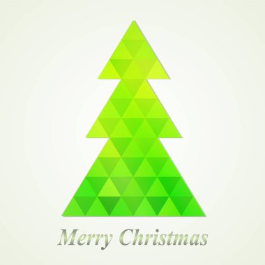 Neşeli Noel tebrik kartı ile yeşil soyut Noel ağacı, hisse senedi vektör çizim