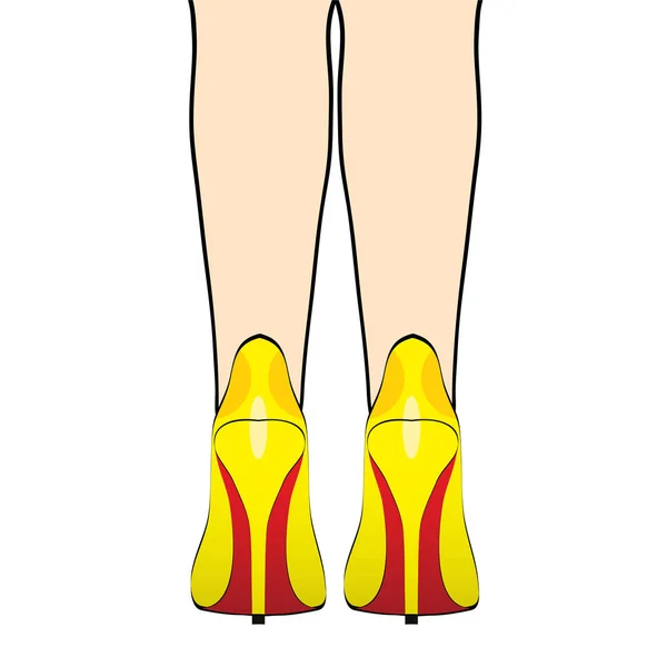 Jambes Femme Chaussures Jaunes Sur Talons Hauts Pop Art Style — Image vectorielle