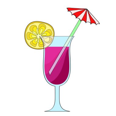 Yaz kokteyl cam için beyaz, hisse senedi vektör çizim üzerinde plaj partisi