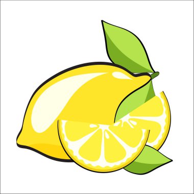 sarı limon dilimleri pop sanat retro çizgi roman tarzı, hisse senedi vektör ile. Taze limon meyve, illüstrasyonlar eps 10