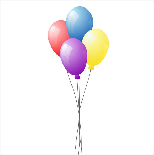 Banda Barevné Helium Balónky Izolované Průhledné Pozadí Vektorové Ilustrace Eps — Stockový vektor