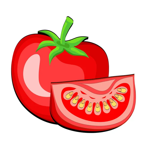 Vegetais Tomate Desenhos Animados Branco Desenho Mão Vetor Ilustração Eps — Vetor de Stock