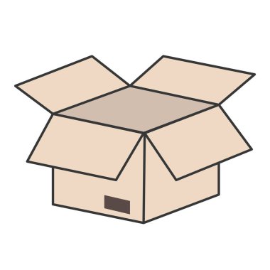 Beyaz, hisse senedi vektör çizim üzerinde karton kutu izole simgesini açın.