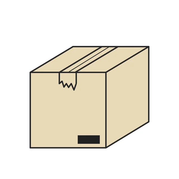 Закрита Картонна Коробка Ізольована Іконка Білому Стокове Векторні Ілюстрації — стоковий вектор