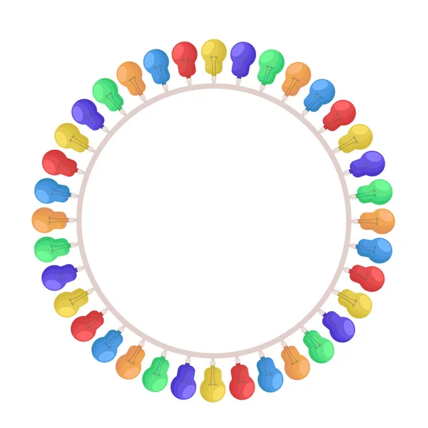 Vánoční Osvětlení Kruhu Izolované Ikonu Bílý Burzovní Vektorové Ilustrace — Stockový vektor
