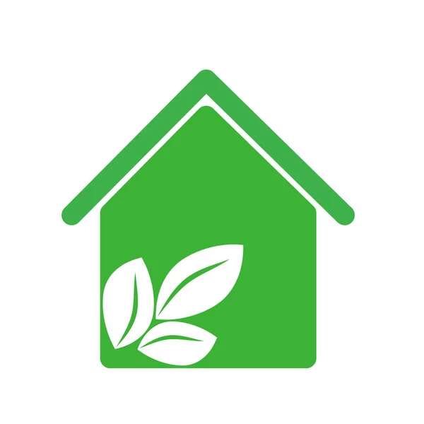 Зелений Будинок Листям Всередині Значка Векторне Зображення Дизайну — стоковий вектор