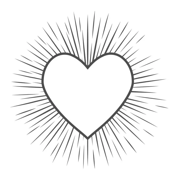 Corazón Símbolo Amor Con Silueta Brillo Lineal Fondo Blanco — Vector de stock