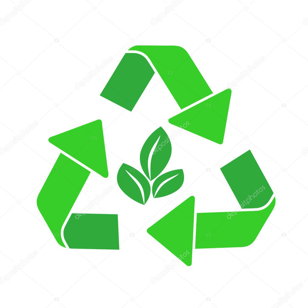 recycling arrows symbol isolated icon on white, stock vector illustration