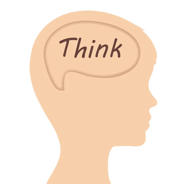 Adam Baş Beyin Yazı Ile Kavramını Düşünmek Beyaz Hisse Senedi — Stok Vektör