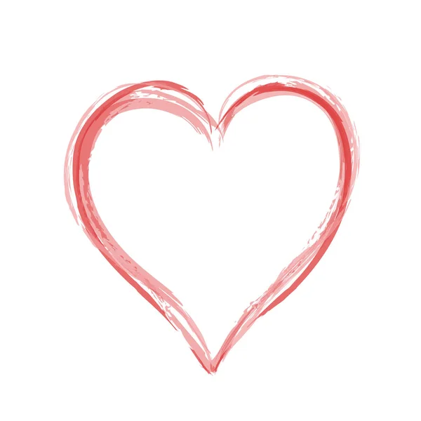 Corazón Rojo Dibujado Mano Como Símbolo Amor Blanco Icono Ilustración — Vector de stock